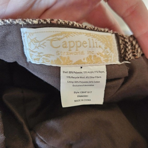 Vtg Cappelli Womens Wool Blend Newsboy Hat Houndstooth Chevron Acadamia - Picture 10 of 10